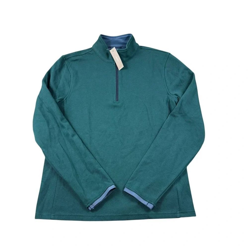 J.Crew Mens Performance Quarter Zip Pullover Green BW4051 Size S